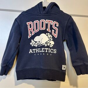 Roots Kids Hoodie in Navy with White and Red Accents